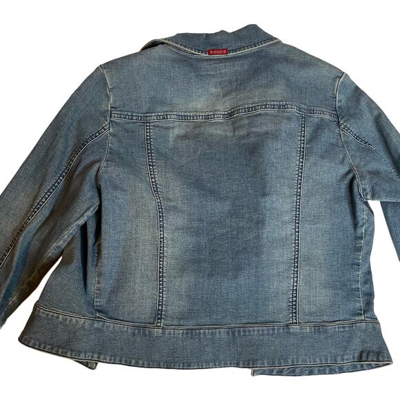 GUESS Vintage Y2K Medium Lightwash Zip Up Stretch‎ Denim Jacket - Picture 3 of 4